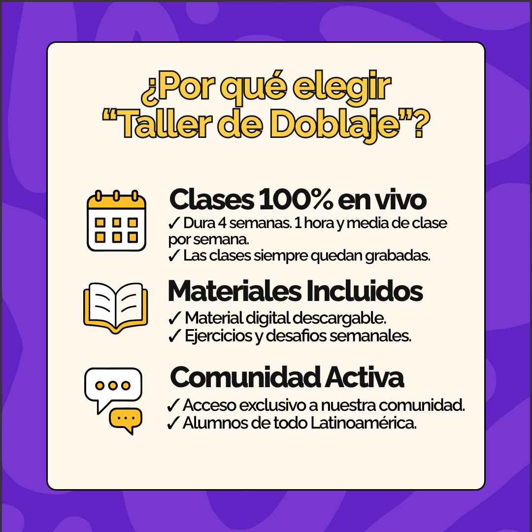 🎙️ Taller de Doblaje Latino | Nivel Básico | Online