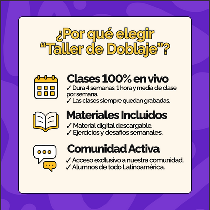 🎙️ Taller de Doblaje Latino | Nivel Básico | Online